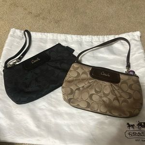 Coach black and tan wristlets